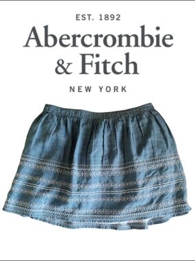 New Abercrombie & Fitch Blue Embroidered Skater Skirt